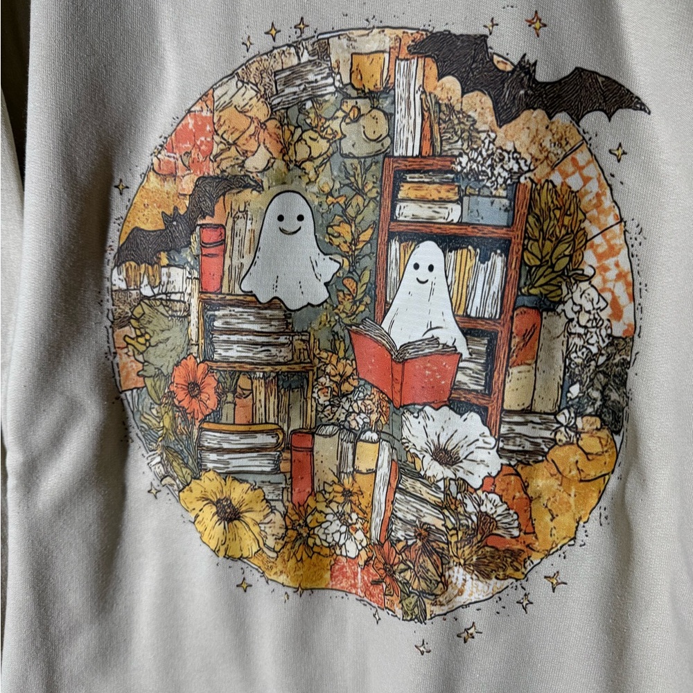 Gildan Beige Graphic Crewneck‎ Sweater - Picture 4 of 5